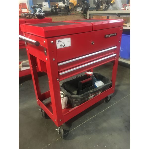 MAGNUM 2 DRAWER ROLLING TOOL CART WITH CONTENTS (RED)