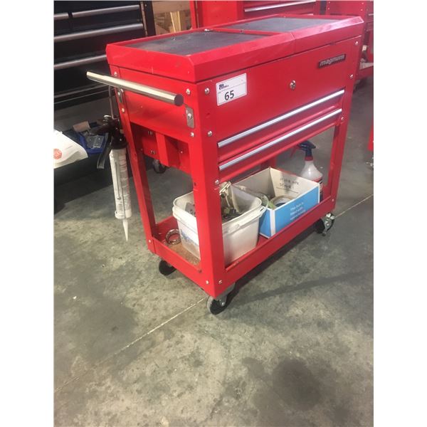 MAGNUM 2 DRAWER ROLLING TOOL CART WITH CONTENTS (RED)