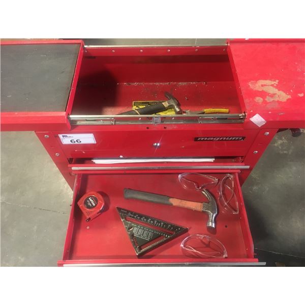 MAGNUM 2 DRAWER ROLLING TOOL CART WITH CONTENTS (RED)