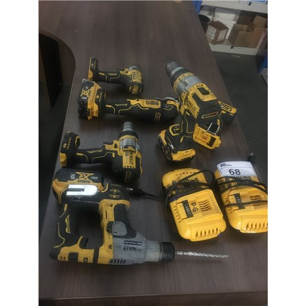 DEWALT 20V - 11PCS. CORDLESS TOOL SET-3 DRILLS, 2 IMPACTS, 1 MULTI TOOL, 3 BATTERIES & 2 CHARGERS
