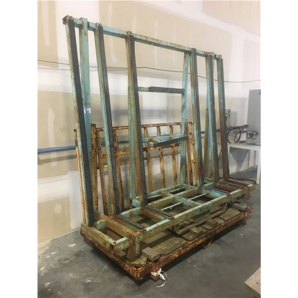 2 LARGE STEEL FRAMED MATERIAL STORAGE RACKS