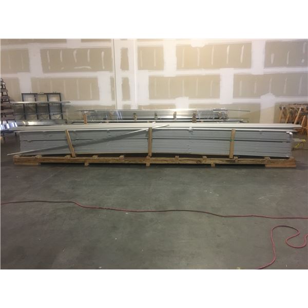 PALLET OF ALUMINIUM DOOR/WINDOW STOCK MATERIAL-20FT LENGTHS ASSORTED
