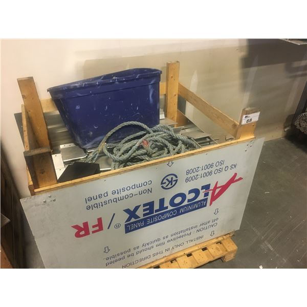 PALLET OF ALUMINIUM PRE-FAB BRACKETS DOOR/WINDOW STOCK MATERIAL