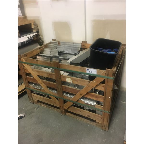 PALLET OF ALUMINIUM PRE-FAB BRACKETS DOOR/WINDOW STOCK MATERIAL