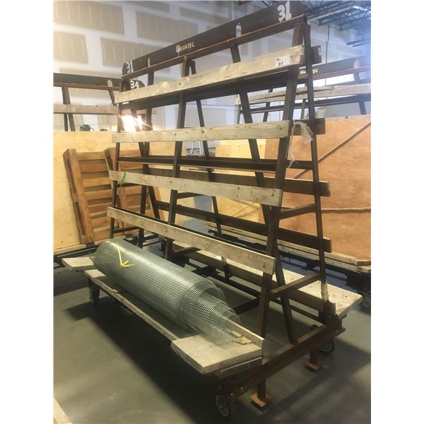 A-FRAME STEEL CONSTRUCTED DOUBLE SIDED ROLLING MATERIAL STORAGE RACK