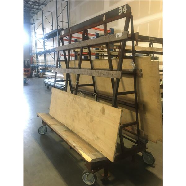 A-FRAME STEEL CONSTRUCTED DOUBLE SIDED ROLLING MATERIAL STORAGE RACK