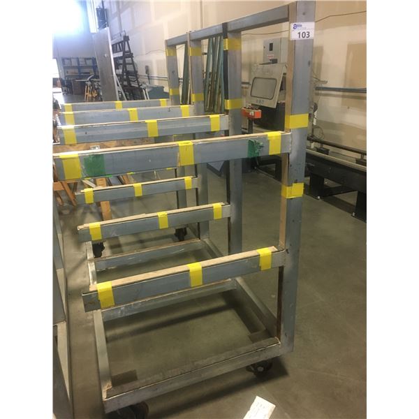 ALUMINIUM  CONSTRUCTED 4 TIER ROLLING MATERIAL STORAGE RACK