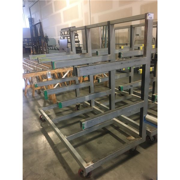 ALUMINIUM CONSTRUCTED 4 TIER ROLLING MATERIAL STORAGE RACK