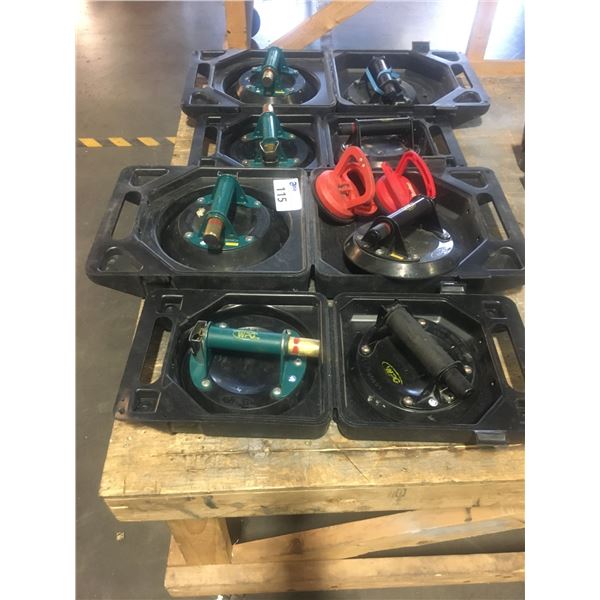 GROUP OF 10 GLAZIERS SUCTION CUP TOOLS