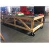 Image 2 : LARGE WOODEN ROLLING WORK TABLE - APPROX. 4FT X 8FT X 2 1/2FT HIGH