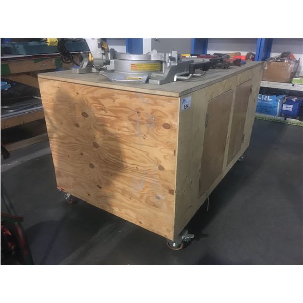 2 ROLLING WORK TABLES - APPROX 3FT X 5FT X 3FT HIGH AND 2 1/2FT X 4FT X 3FT HIGH