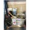 Image 1 : PALLET OF ASSORTED ITEMS-CASTORS, CHEMICALS AND MISCELLANEOUS