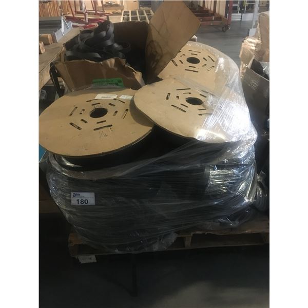 PALLET OF BLACK RUBBER WEATHER STRIPPING MATERIAL