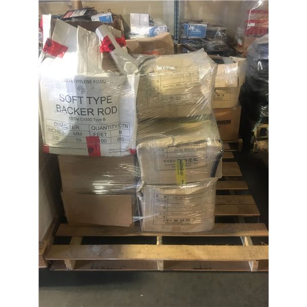 PALLET OF BLACK RUBBER WEATHER STRIPPING MATERIAL