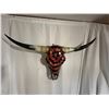 Image 1 : Decorative Longhorn Skull Adorned with Red Howlite & Black Hematite Stones