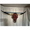 Image 2 : Decorative Longhorn Skull Adorned with Red Howlite & Black Hematite Stones