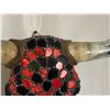 Image 4 : Decorative Longhorn Skull Adorned with Red Howlite & Black Hematite Stones