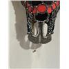 Image 5 : Decorative Longhorn Skull Adorned with Red Howlite & Black Hematite Stones