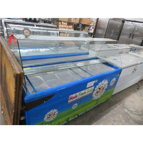 6' Rolling Frozen Treat Merchandiser w/Sneeze Guard Top