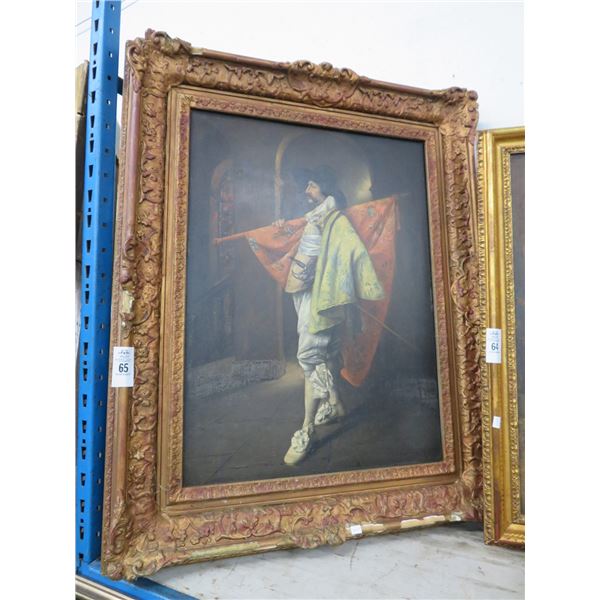 Ornately Framed Oil On Board "Don Quixote" - 30 x 36 - Framed Damaged