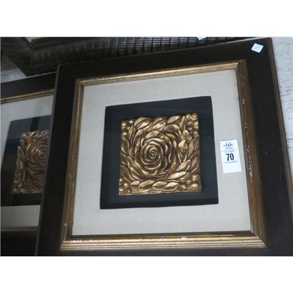 2-Contemporary Framed Floral - 16 x 16 - 2 X $