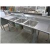 Image 1 : S/S 7' Icelated 3 Comp Sink w/Drainboards