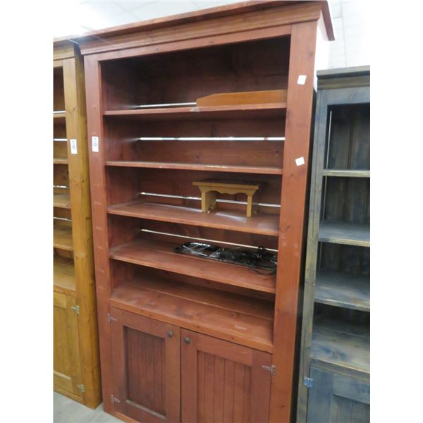 Red Stained Bookcase Cabinet