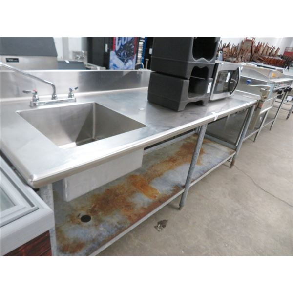 S/S 8' Worktable w/Pot Sink, Can Opener, Backsplash, Undershelf