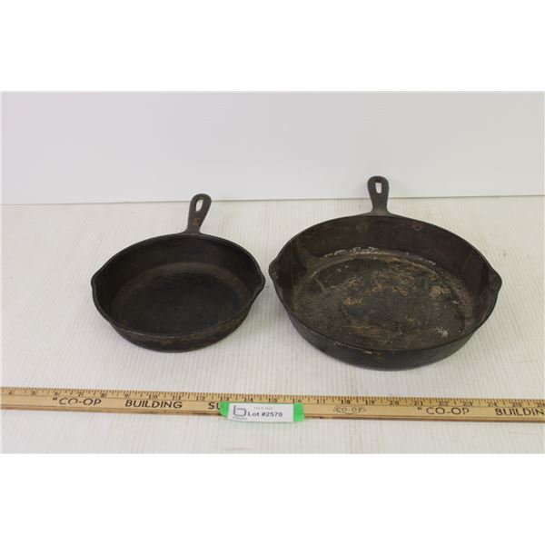 (2) Cast Iron Frying Pans