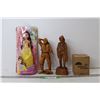 Image 1 : Princess Belle Doll, Wooden Figurine and Misc.