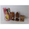 Image 5 : Princess Belle Doll, Wooden Figurine and Misc.