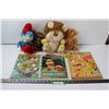 Image 1 : Lot of Retro Childrens Toys: (3) Puzzles, (4) Stuffies including Papa Smurf