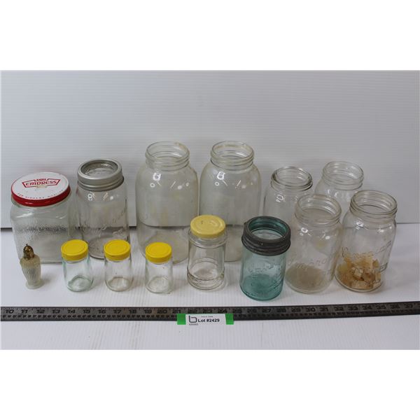 (7) Imperial Glass Jars, (1) Canadian Jewel Jar, Empress Jar, Glass Pepper Shaker, (4)Smaller Jars