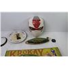 Image 8 : Collector Gretzky Plate, Krokay Game, Mask, Glass Cabinet Knobs (Pulls), etc.