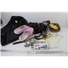 Image 1 : Garment Bag, Decals, Wooden Bowls, Slippers, Sunglasses, Clevis, Belts, etc.