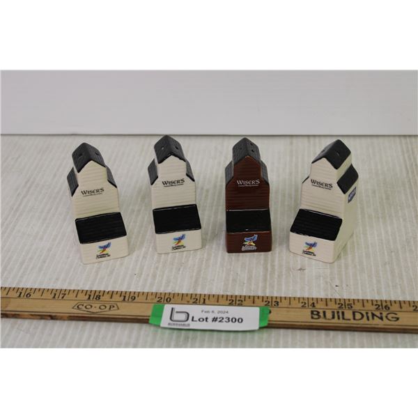 (4) Ceramic Grain Elevators Salt and Pepper Shakers