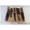 Image 1 : Kempin - Steel Damascus 5 Piece Knife Set w/Leather Case