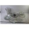 Image 1 : Veggi Tray w/Lidded Center Dish - Plastic Vase - Assorted Glass Plates & Bowls