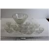 Image 1 : Glass Punch Bowl with Ladle and (12) Glass Cups