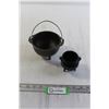 Image 1 : (2) Small Cast Iron Cauldrons - 5" and 2 1/2" Diameters