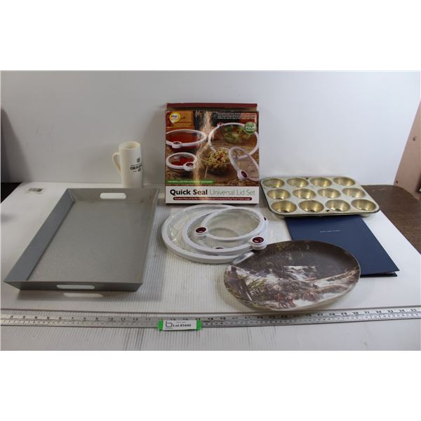 Quick Seal Universal Lid Set - (1) is Torn, 12-Cup Muffin Tray, Misc.