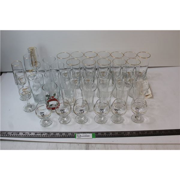 Large Assortment of Glasses and Stemware - Many Are Share The Flame Glassware