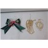 Image 7 : (2) Hanging Brass Plates, Cigar Box, Collector Liquor Bottle, Paper Angel Garland, Christmas Decorat