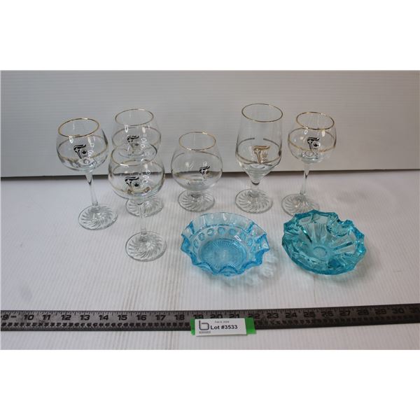 Share The Flame Stemware, Glass Candy Dish, Glass Ashtray