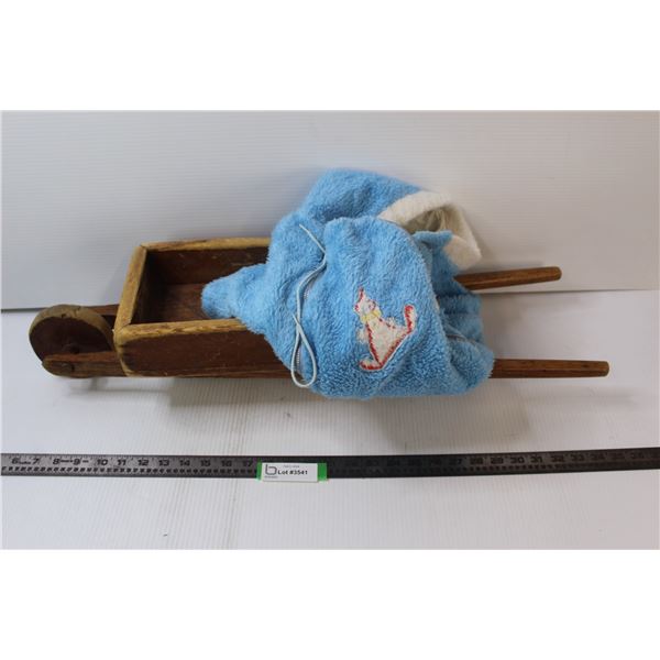 Antique Wooden Toy Wheelbarrow, Baby's Snowsuit