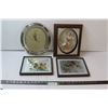 Image 1 : Wall Clock, (2) Framed Prints, (1) Framed 3 D Picture