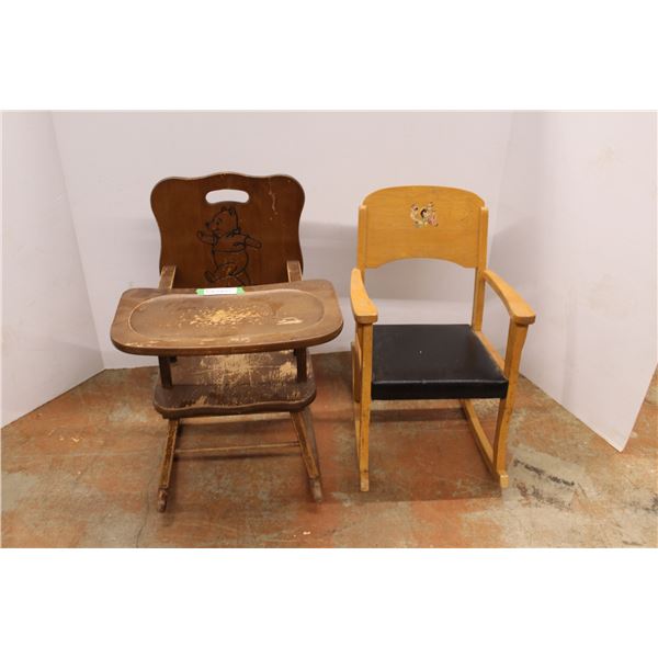 * (2) Child's Rocking Chairs - One With Removable Tray