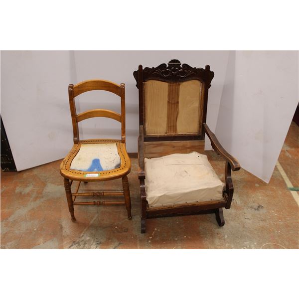 * (2) Antique Wooden Chairs