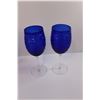 Image 2 : (2 Goblets, Blue Glass, Pedestal Glass Tray, Fancy 4 Compartment Basket