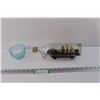 Image 1 : Ship In A Bottle, Blue Glass Dish